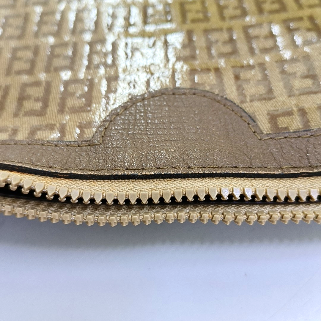 FENDI 棕色涂层帆布双F印花Shoulder Bag Golden hardware-(SKU)-959630825
