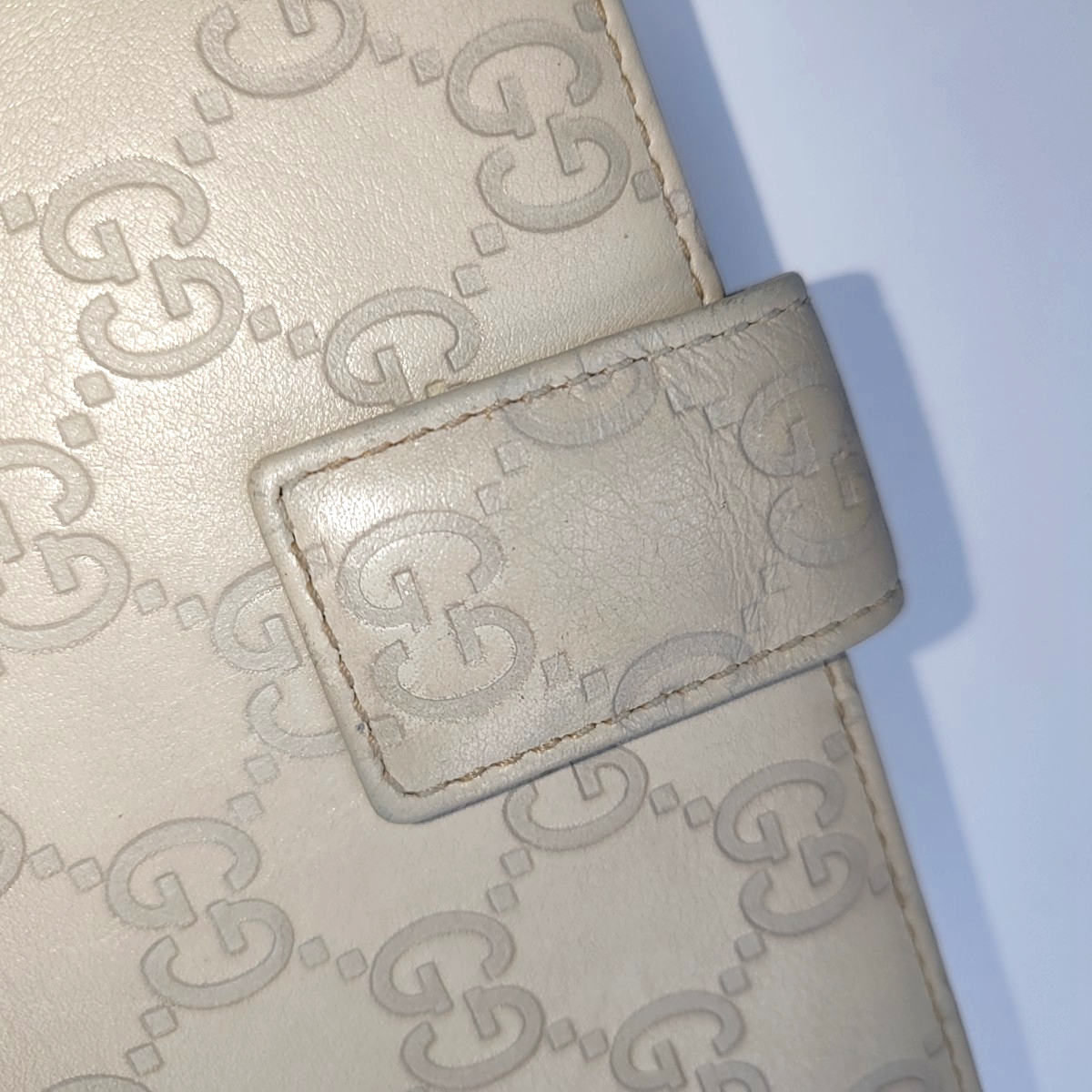 GUCCI Signature白色牛皮老花,压纹钱包-(SKU)-939007138