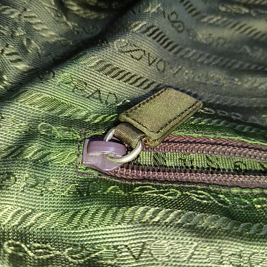 PRADA Tote bag Green Nylon Logo Handbag Silver Green Hardware-(SKU)-935552003
