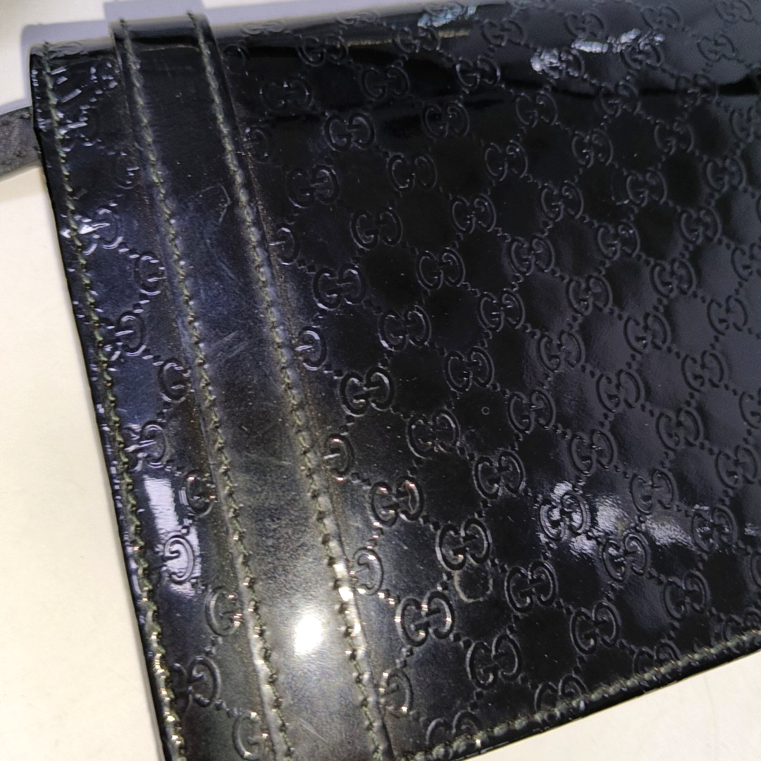 GUCCI Stirrup mini Black Cowhide Monogrammed Embossed Single Shoulder Bag Crossbody Golden hardware Removable shoulder strap-(SKU)-942760828