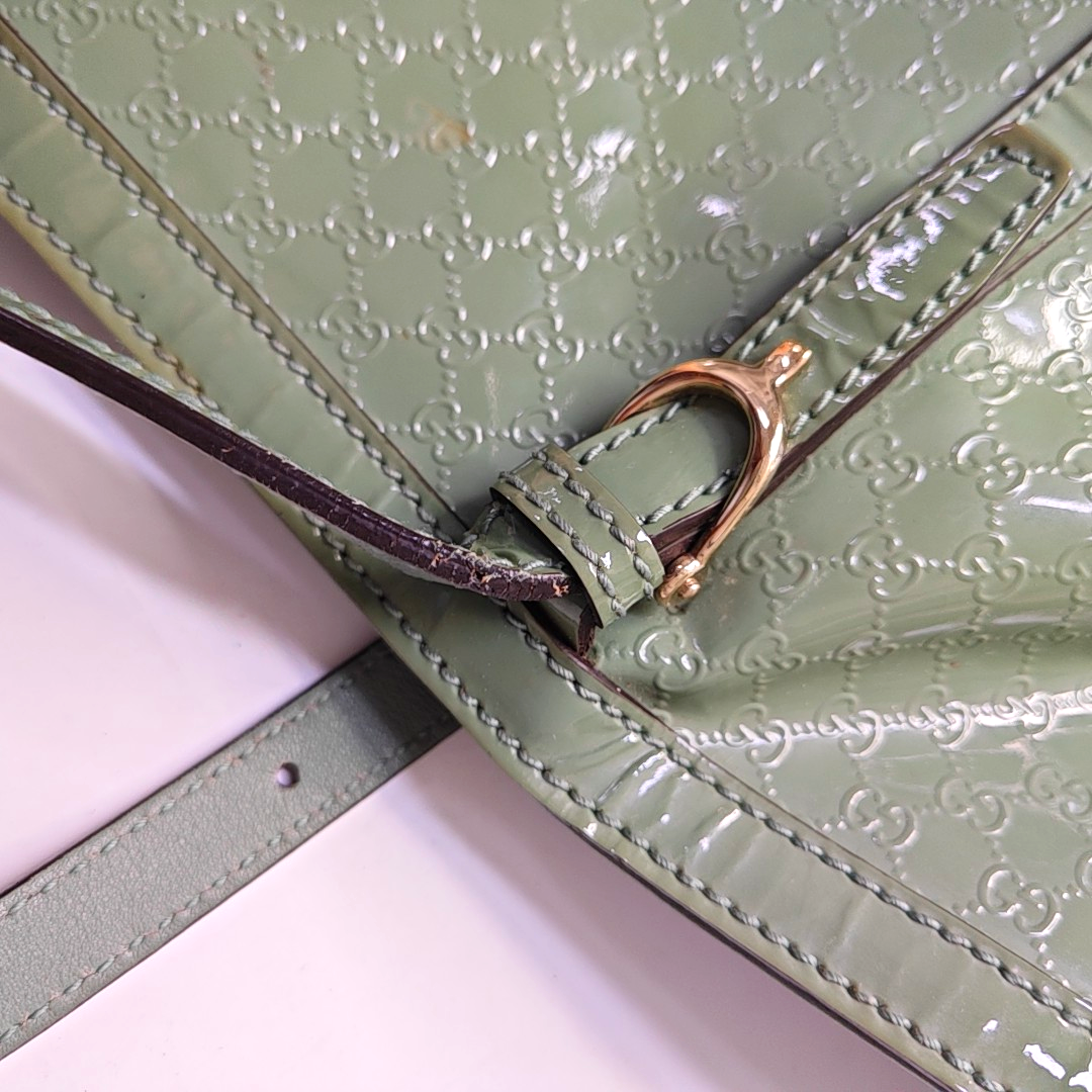 GUCCI Microguccissima Green Cowhide Old Flower Single Shoulder Bag Golden hardware-(SKU)-956277311