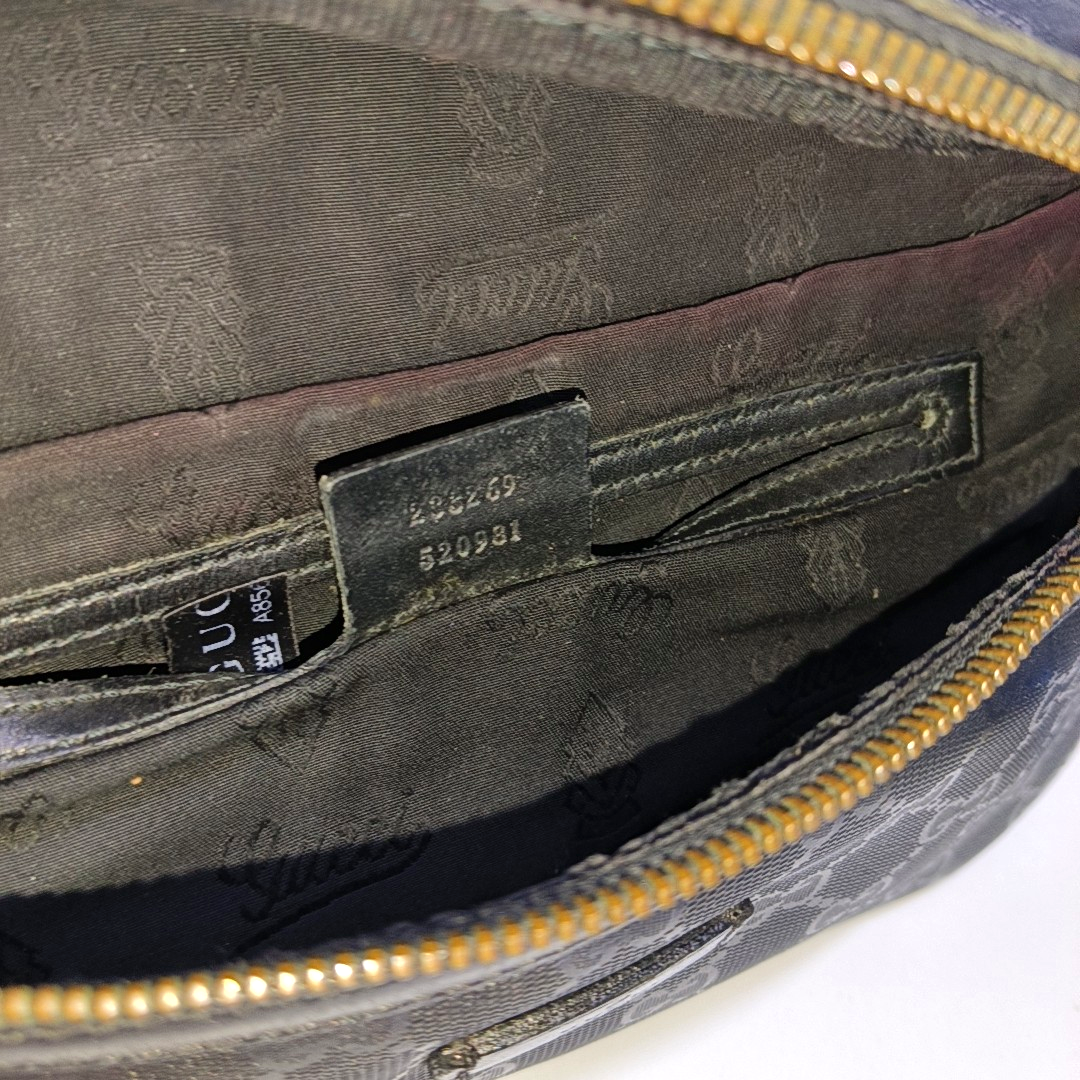 GUCCI GG Imprime Black涂层帆布老花腰包腰包/胸包 Silver Hardware-(SKU)-953665955
