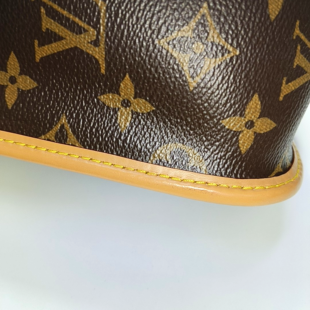 LOUIS VUITTON DIANE Medium Brown Coated Canvas Monogram Crossbody Bag Shoulder Bag Gold Hardware with 2 Detachable Straps-(SKU)-961056306