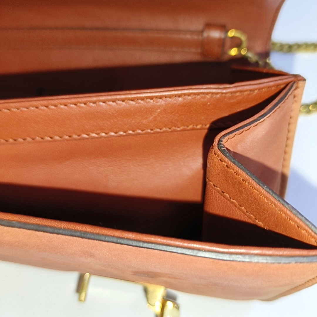 GUCCI Brick Red Cowhide Crossbody Bag Golden hardware Removable shoulder strap-(SKU)-935412398