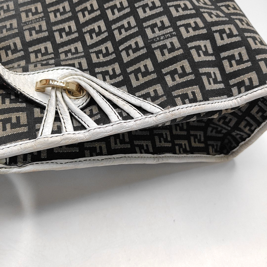 FENDI Tote bag 深棕色帆布双F提花Handheld包 Golden hardware-(SKU)-944134607