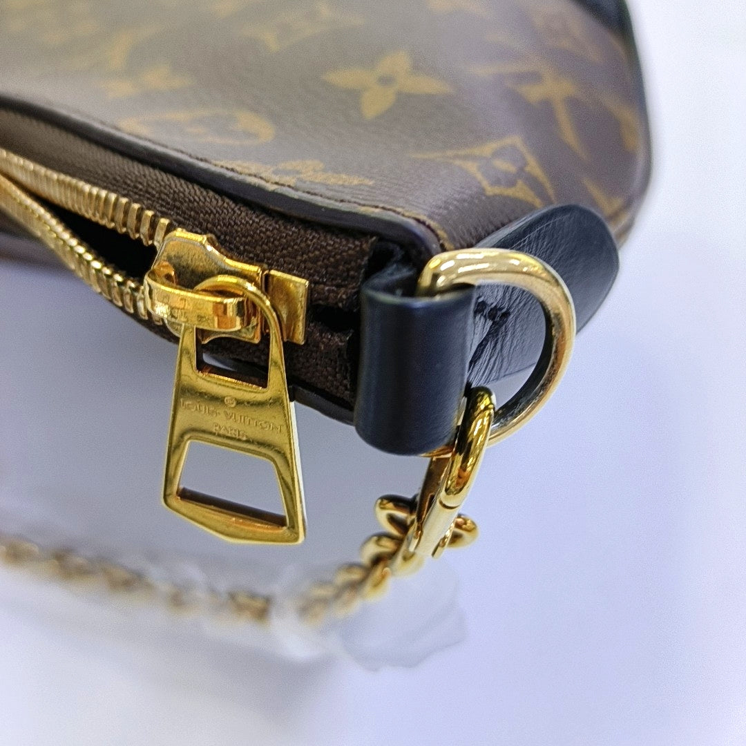 LOUIS VUITTON BOULOGNE Brown Coated Canvas Monogram Horn Bag Shoulder Bag Tote Bag Crossbody Bag with Gold Hardware and 2 Detachable Shoulder Straps-(SKU)-969000180