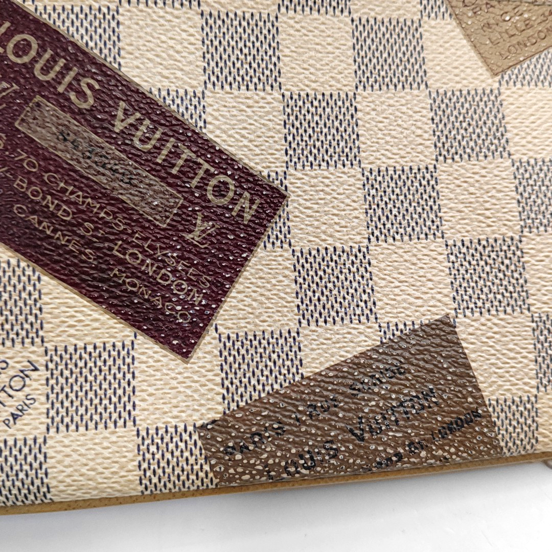 LOUIS VUITTON VINTAGE MILLA White Coated Canvas Checkered Print Crossbody Shoulder Handbag Golden hardware-(SKU)-952341358