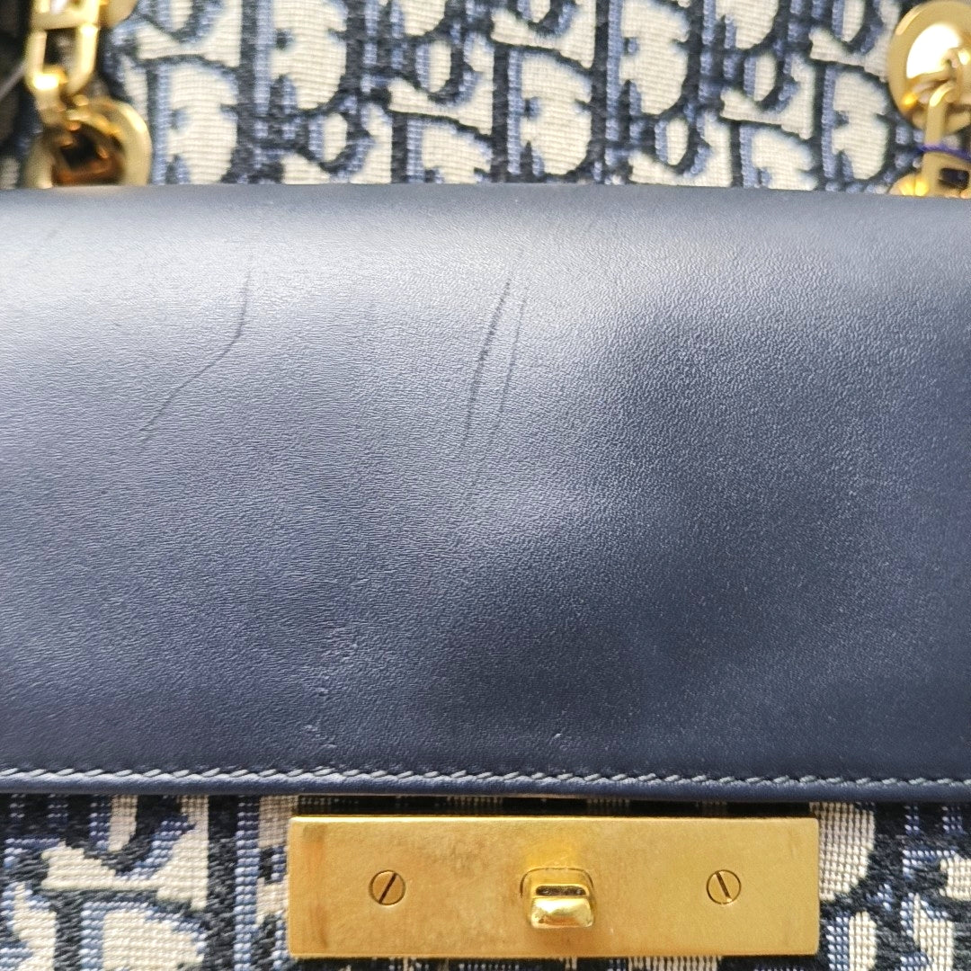 DIOR Dioraddict Blue Canvas Monogram Single Shoulder Bag and Crossbody with Gold Hardware-(SKU)-966513977