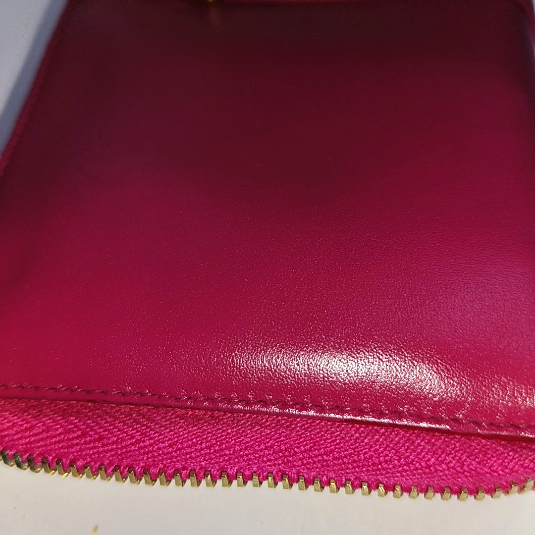 YSL Fuchsia Leather Wallet Golden hardware-(SKU)-935677489