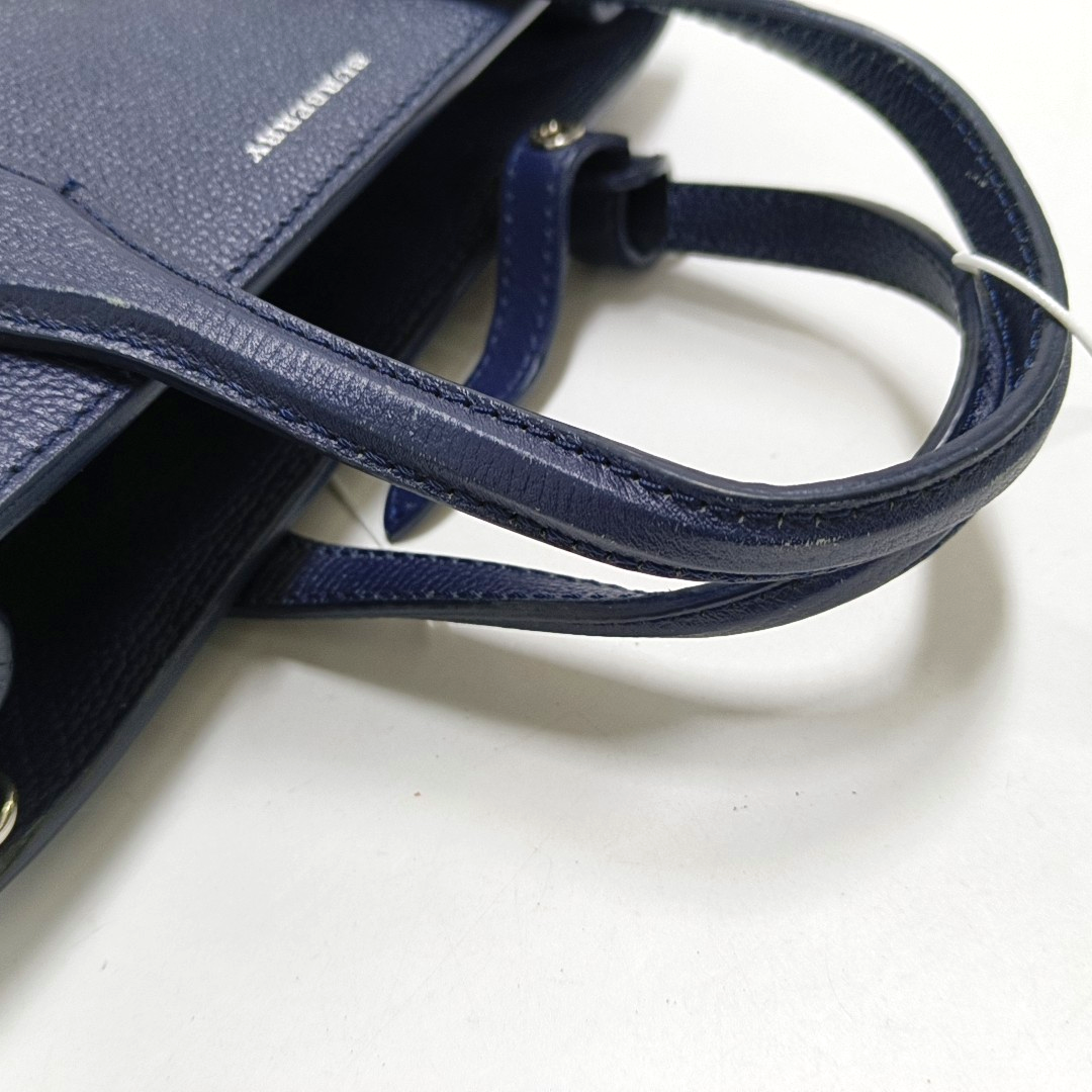 BURBERRY The Banner Small size Navy Blue Cowhide Shoulder Bag Tote Crossbody Silver Hardware-(SKU)-950330080
