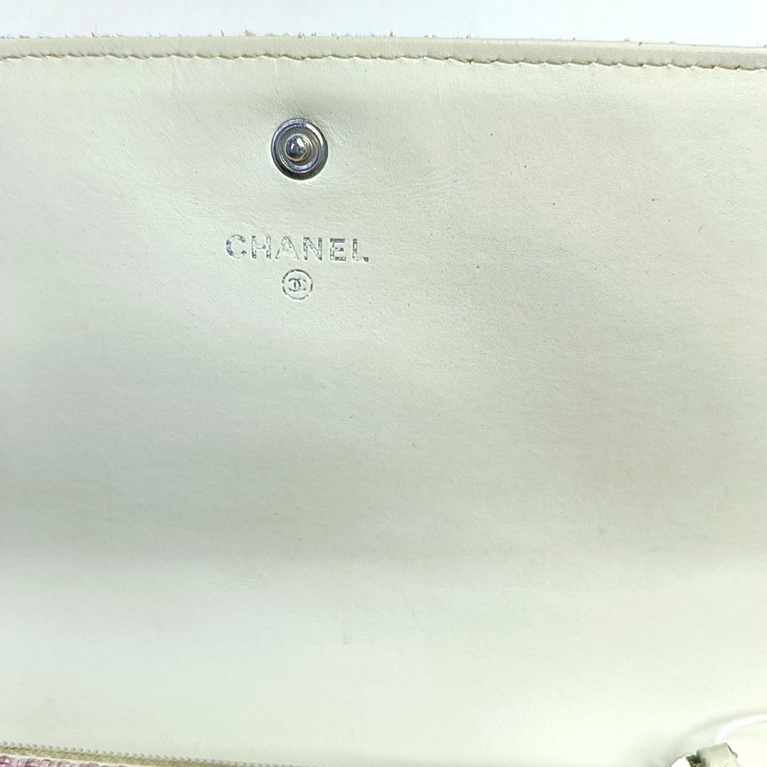 CHANEL DEAUVILLE Pink fabric wallet Silver Hardware 18nan-(SKU)-953641586