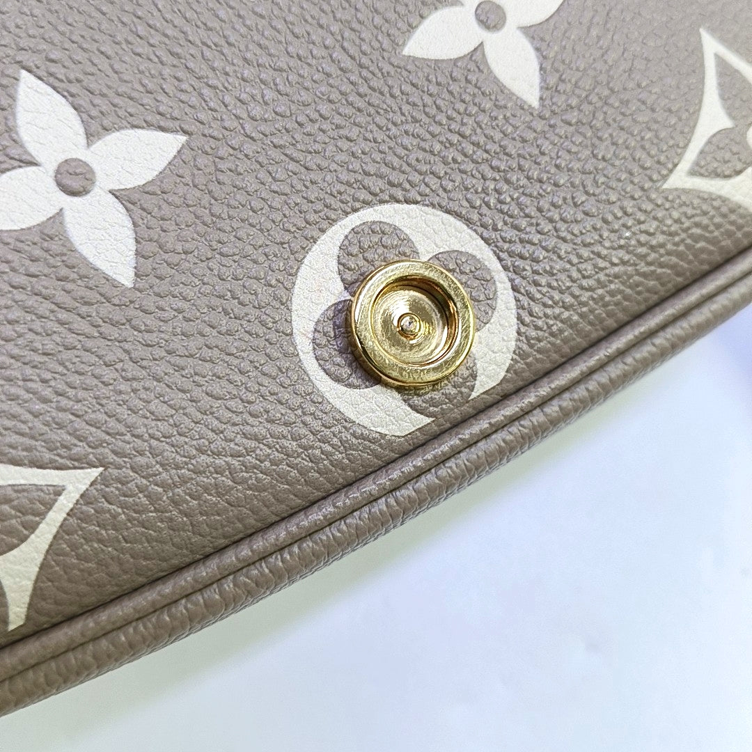 LOUIS VUITTON DIANE Nano Grey Calfskin Monogram Shoulder Bag Crossbody Bag Handbag Gold Hardware 2 Removable Straps Accessories Included-(SKU)-969434726