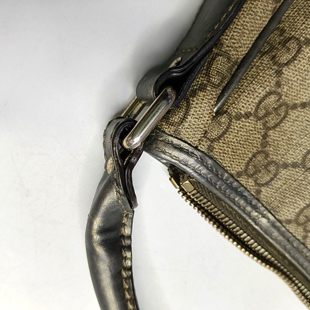 GUCCI Bardot Medium size Beige Coated Canvas Monogram Single Shoulder Bag Handbag Golden hardware-(SKU)-960390668