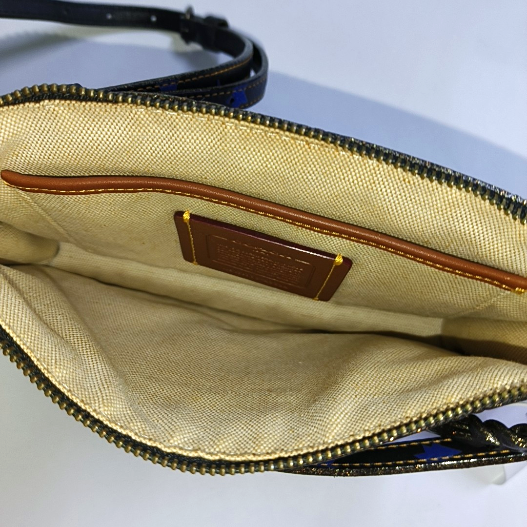 COACH Black Leather Printed Crossbody Bag Single Shoulder Bag Black hardware-(SKU)-942426241