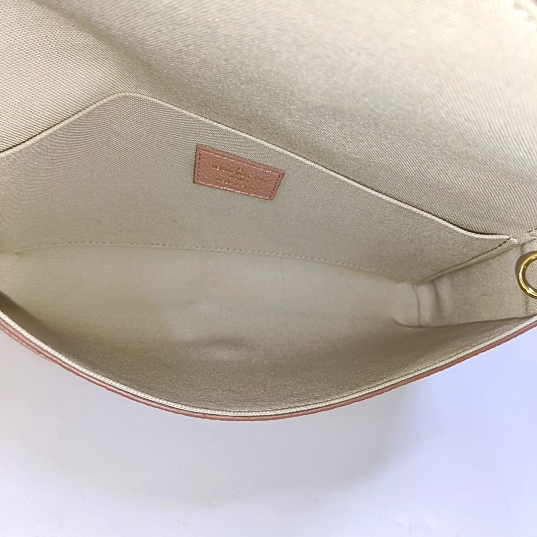 LOUIS VUITTON FÉLICIE Pink Leather Monogram Embossed Three-In-One Shoulder Bag, Crossbody Bag, Handbag, Gold Hardware, Detachable Shoulder Strap, Accessories Included-(SKU)-960658882