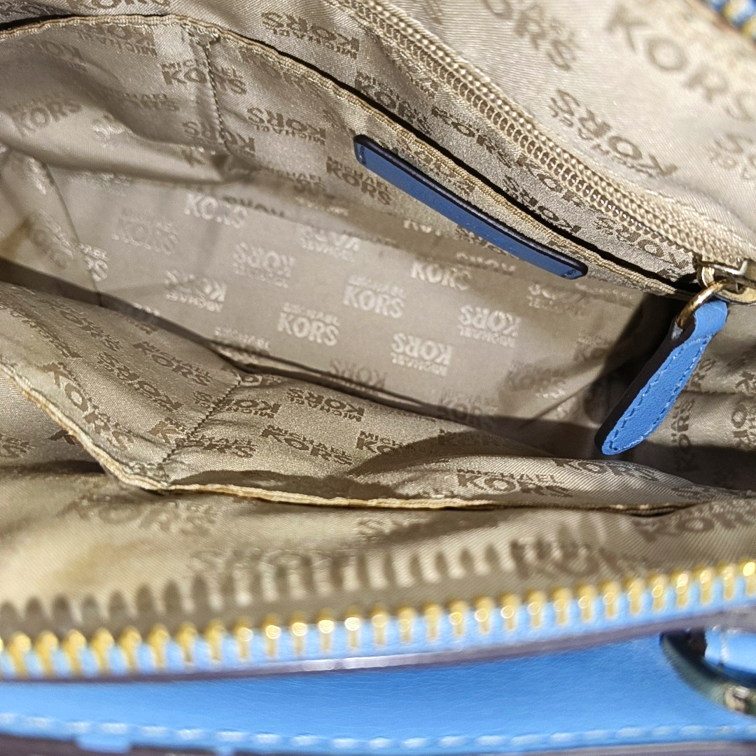 MICHAEL KORS Tote bag Small size Blue Cowhide Studs Single Shoulder Bag Tote Bag Crossbody Bag Golden hardware Removable shoulder strap-(SKU)-929655506