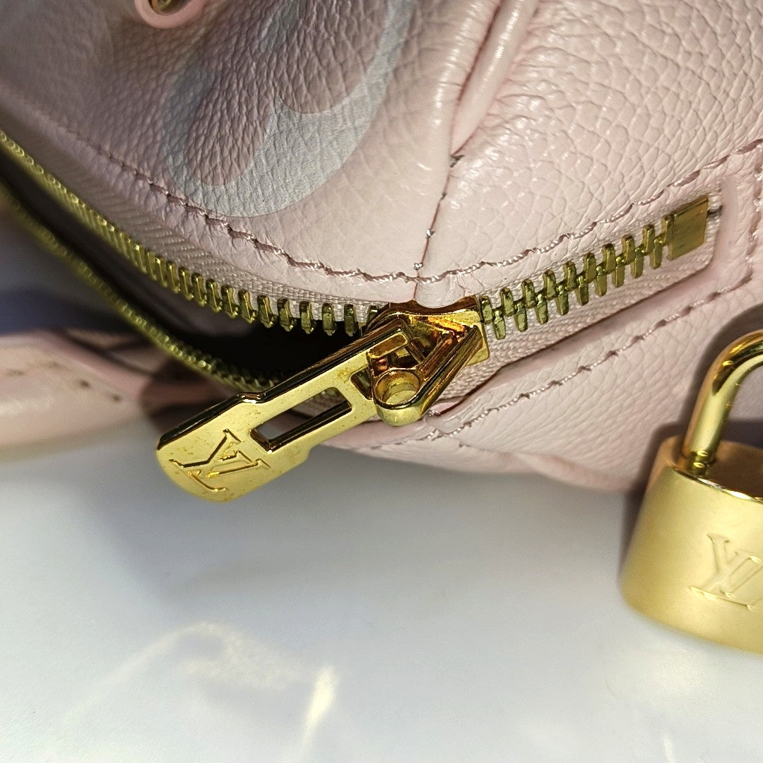 LOUIS VUITTON SPEEDY 20 Pink Calfskin Monogram Boston Bag Single Shoulder Bag Handbag Crossbody Bag Detachable Strap-(SKU)-968552559