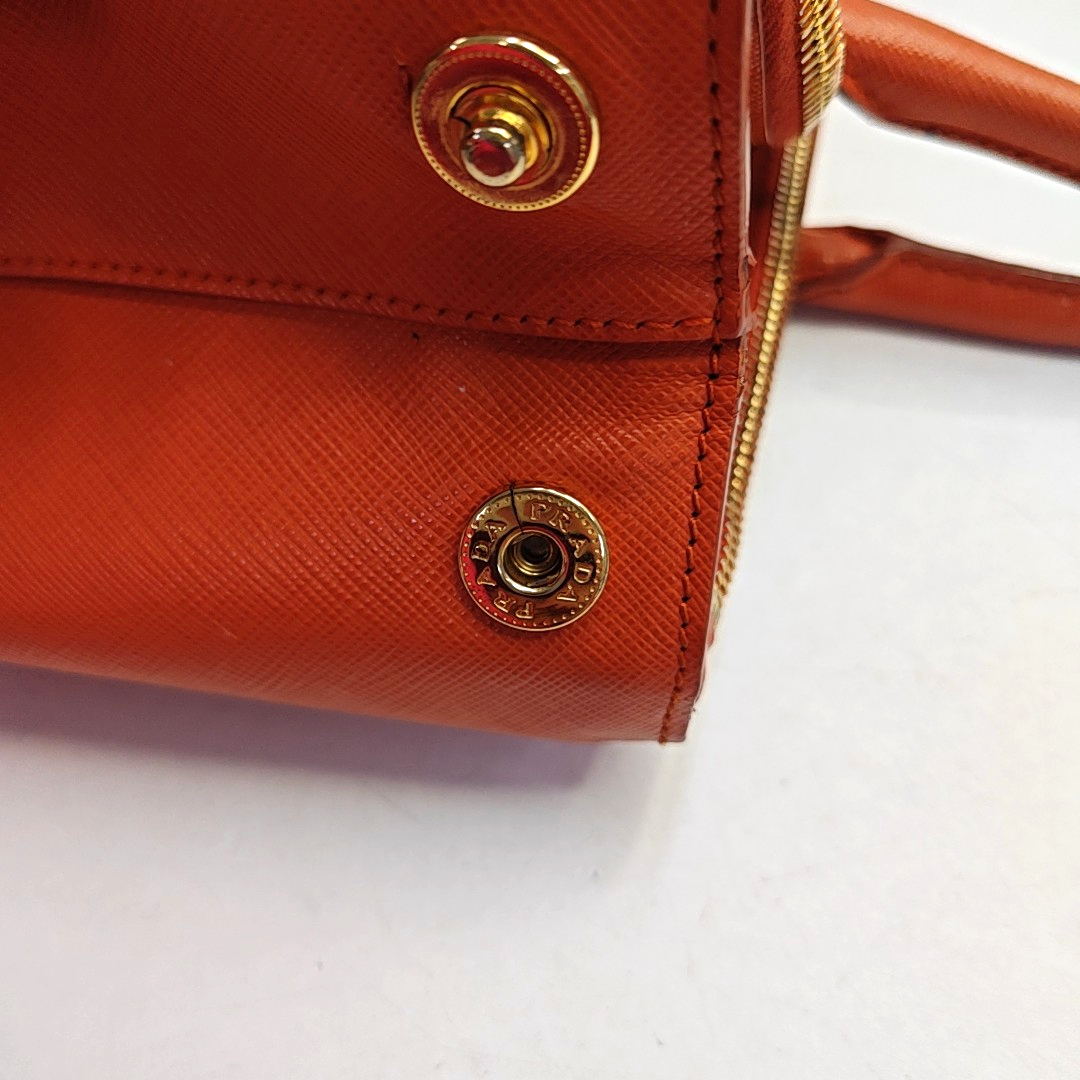 PRADA Galleria Orange Cowhide Logo Killer Bag Tote Bag Single Shoulder Bag Golden hardware-(SKU)-957733910
