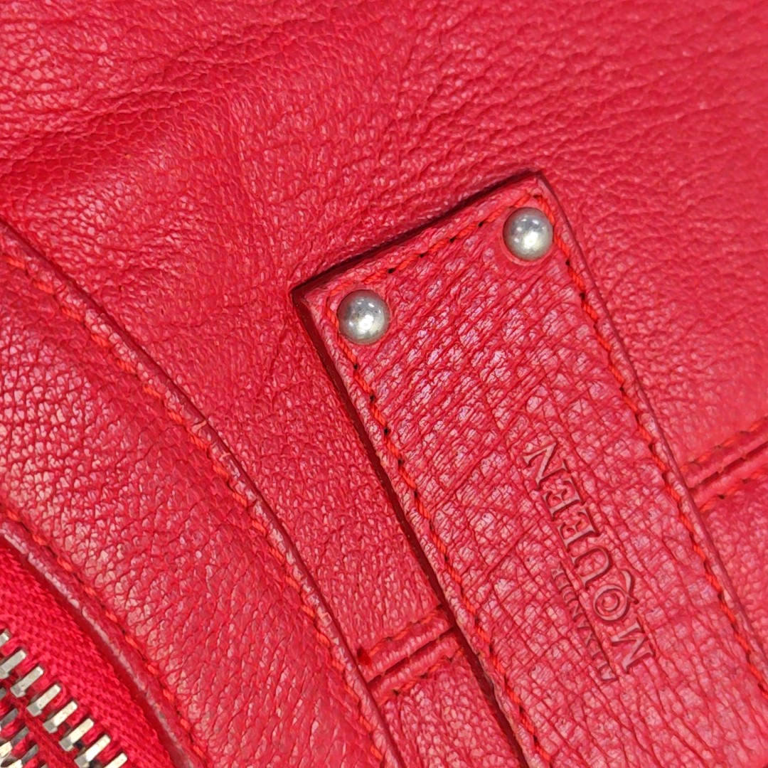Alexander McQUEEN De Manta Red Cowhide Handbag Silver Hardware-(SKU)-946585278