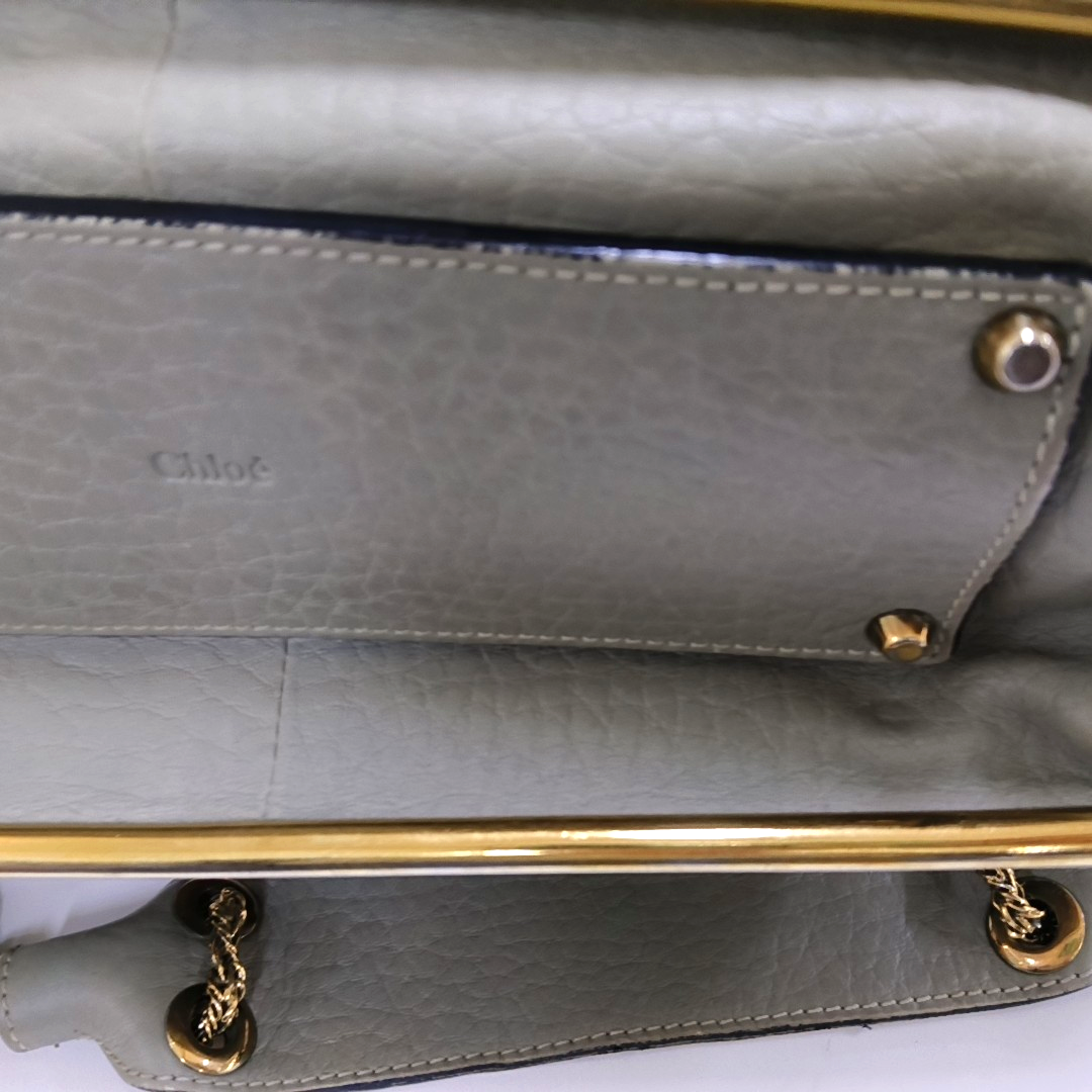 Chloé Sally Medium size Grey Leather Single Shoulder Bag Golden hardware-(SKU)-958155773