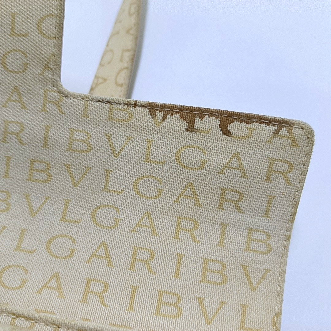 BVLGARI LA MANIE DES LOGOS Beige Canvas Floral Handbag Single Shoulder Bag Silver Hardware-(SKU)-954098204