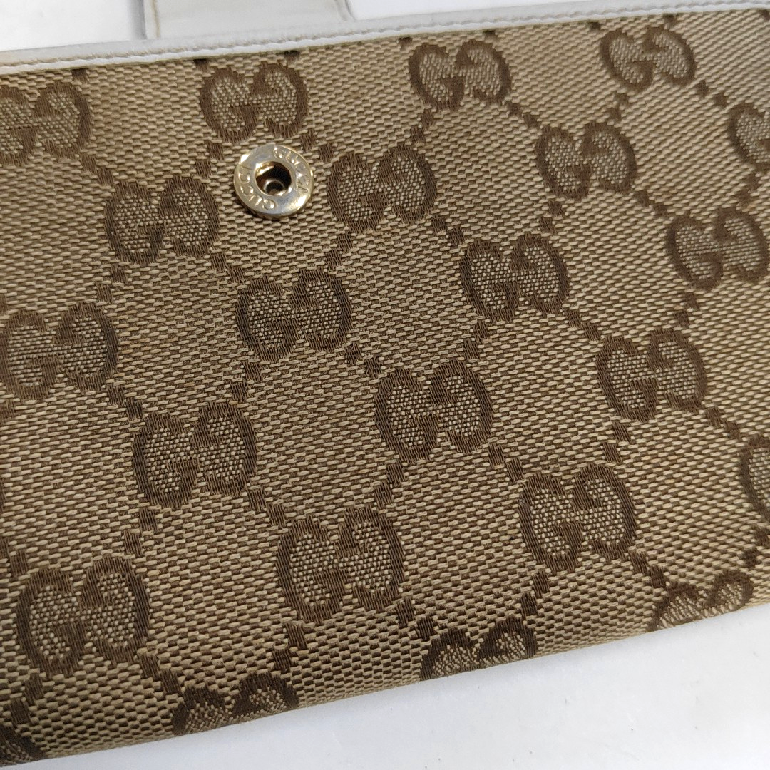 GUCCI Lovely Khaki Canvas Monogrammed Coin Purse Golden hardware-(SKU)-928591685