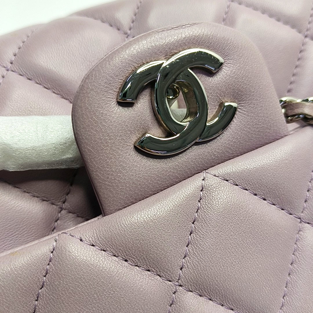 CHANEL CLASSIC FLAP Light Purple Lamb Leather Quilted Shoulder Bag with Removable Strap-(SKU)-968118036