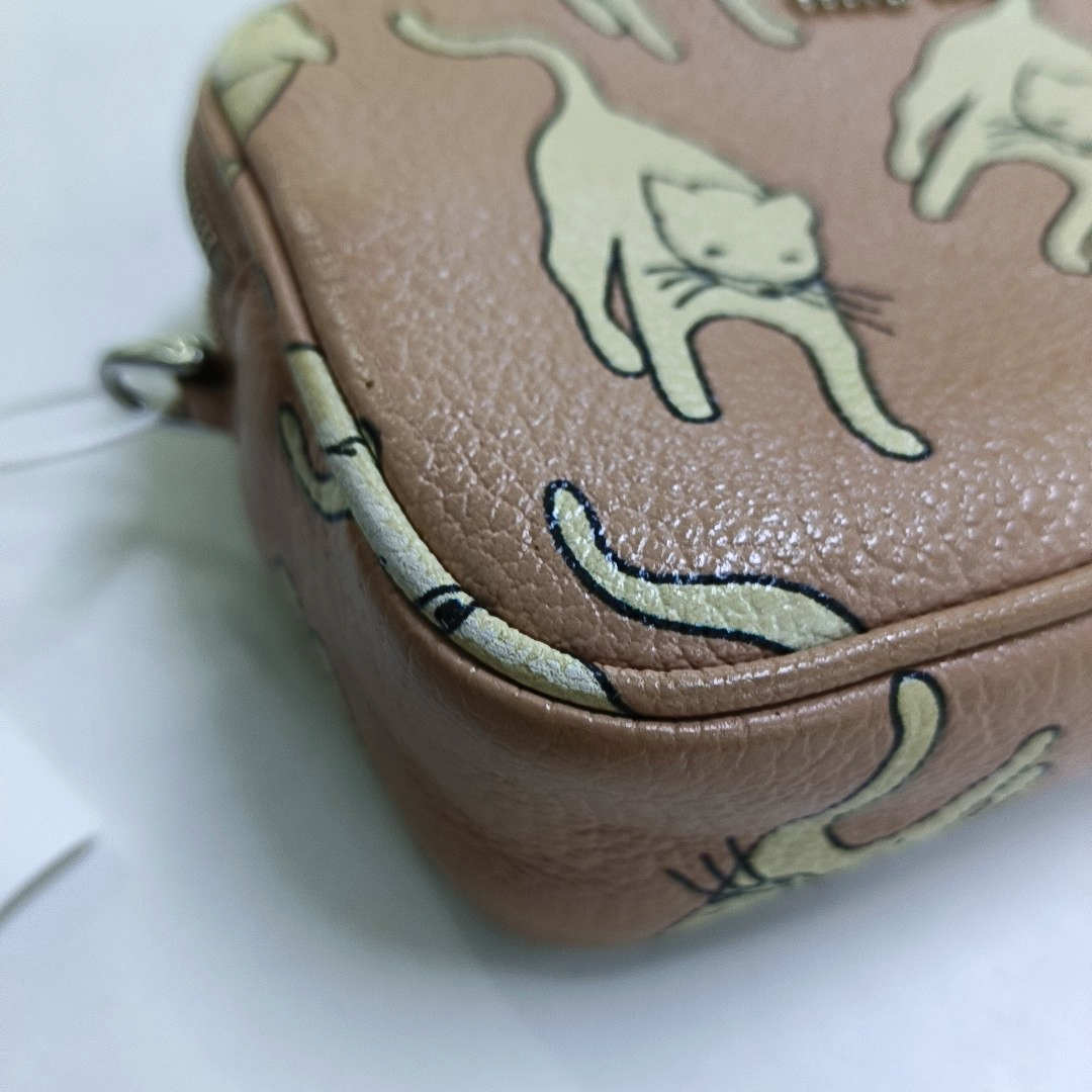 Miu Miu Brown cowhide printed crossbody bag Silver Hardware Removable shoulder strap-(SKU)-960070043