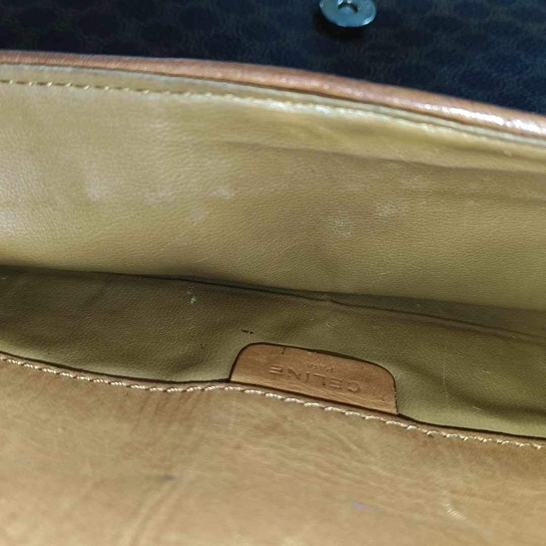 CELINE MACADAM CLUTCHES Brown Coated Canvas Triumph Clutch Golden hardware-(SKU)-14049943