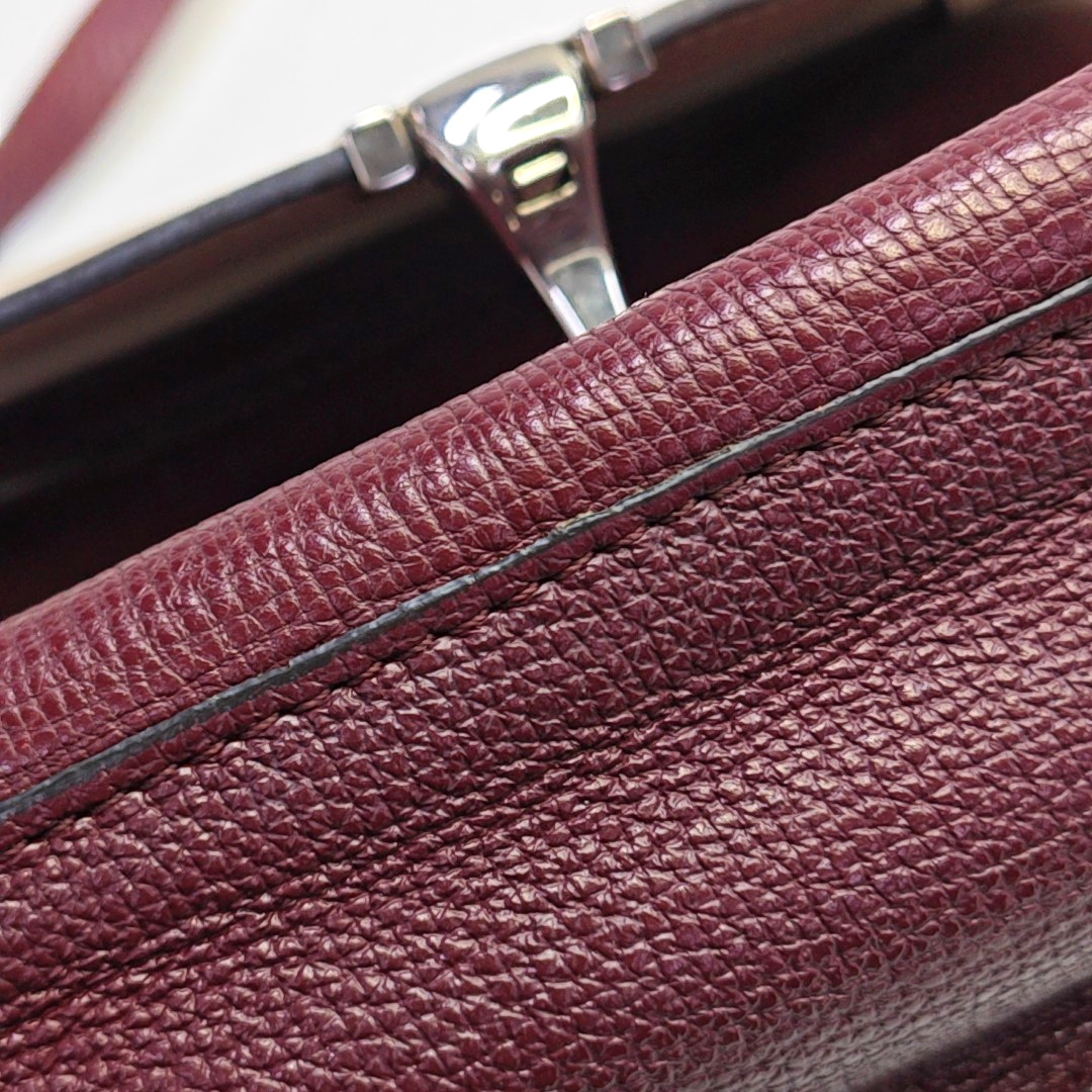 BURBERRY Macken Small size Burgundy Cowhide Single Shoulder Bag Crossbody Bag Silver Hardware Removable shoulder strap-(SKU)-947140810