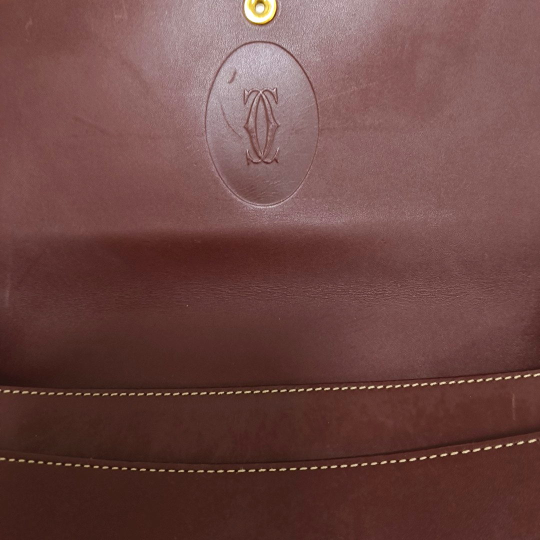 Cartier Burgundy Leather Single Shoulder Bag Golden hardware-(SKU)-940925520