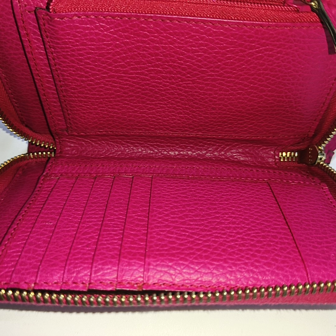 GUCCI Swing Fuchsia Leather Wallet Golden hardware-(SKU)-958800282