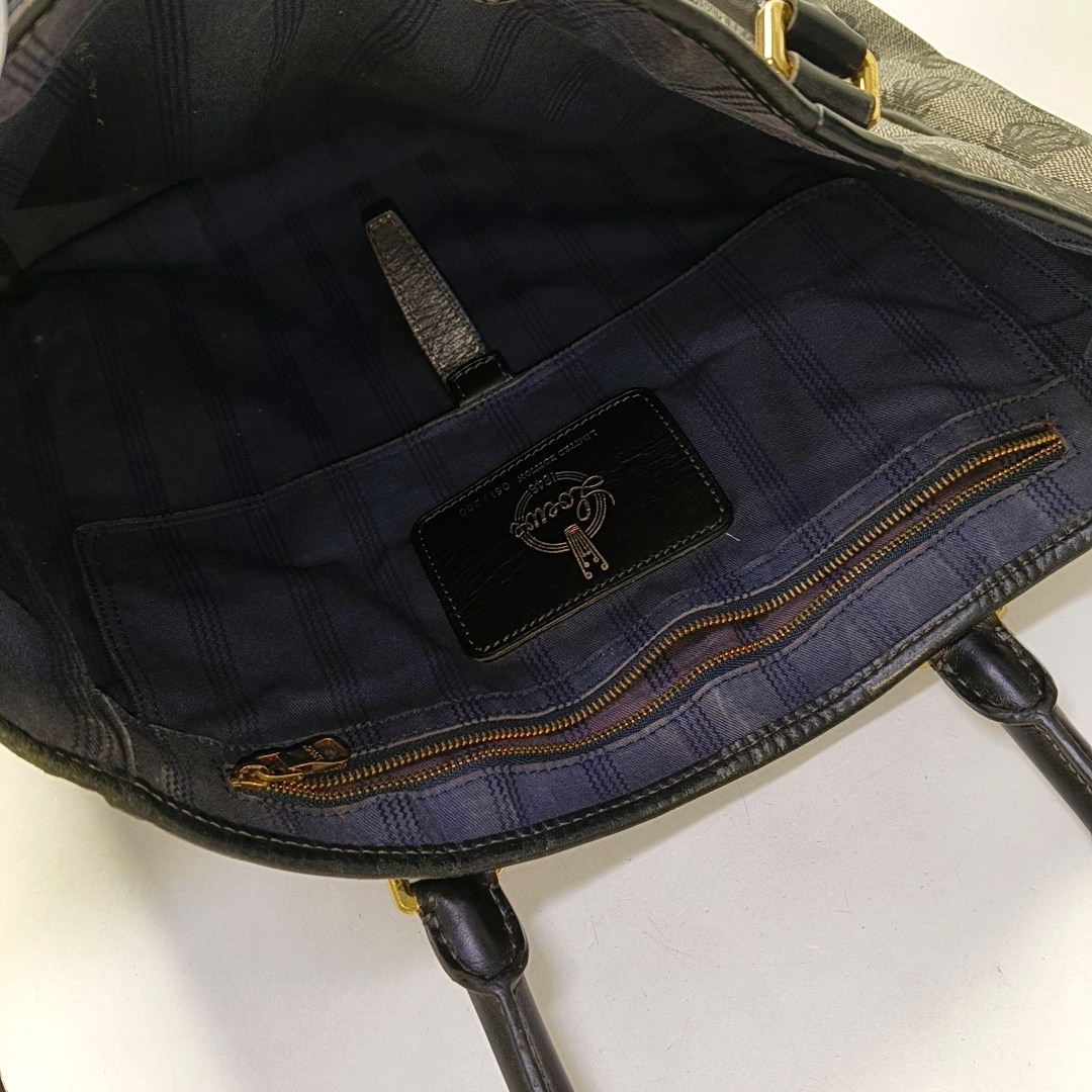 LOEWE Tote bag Gray Coated Canvas Monogram Floral Print Handbag Golden hardware-(SKU)-946029178