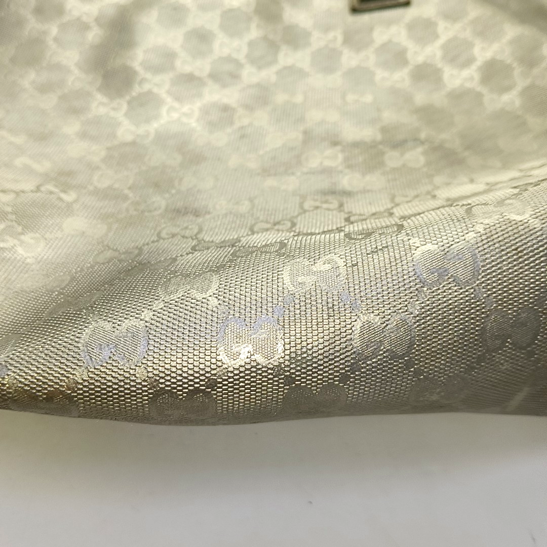 GUCCI GG Imprime Silver Coated Canvas Monogram Shoulder Bag Handbag Silver Hardware-(SKU)-957584035