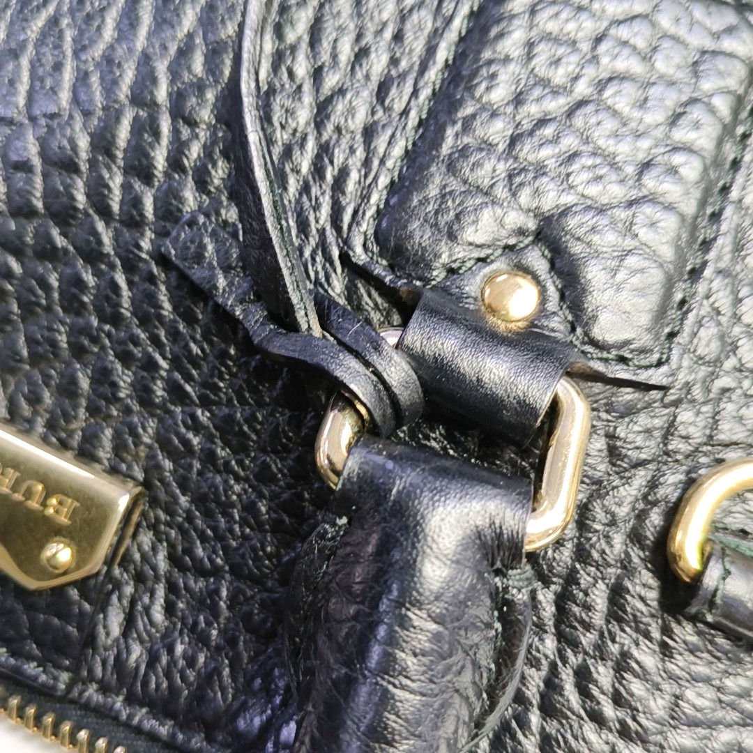 BURBERRY Clifton Black Cowhide Single Shoulder Bag Tote Bag Golden hardware Removable shoulder strap-(SKU)-950084408