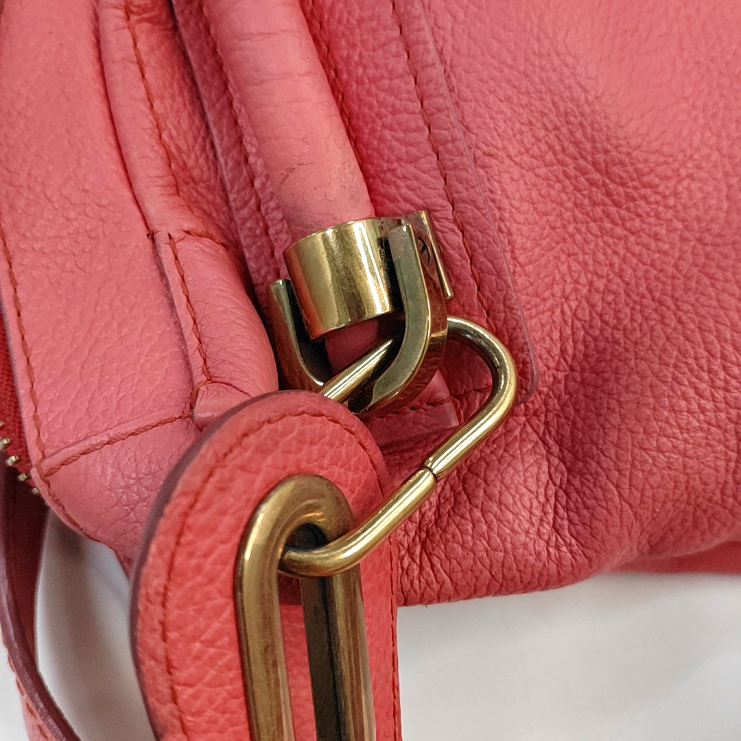 Chloé Paraty Medium size Orange-pink cowhide shoulder bag/crossbody bag/handbag Golden hardware Removable shoulder strap-(SKU)-951656466