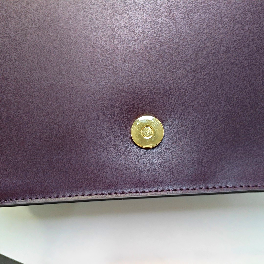 MICHAEL KORS Dark Purple Leather Sling Bag Crossbody Bag Handbag Golden hardware Removable shoulder strap-(SKU)-940824458