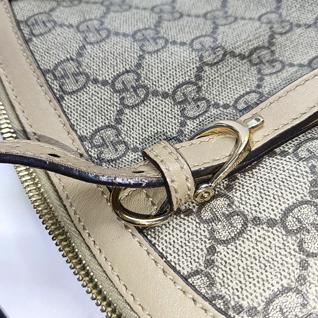 GUCCI Small size Khaki Coated Canvas Monogrammed Single Shoulder Bag Tote Golden hardware Removable shoulder strap-(SKU)-942536212