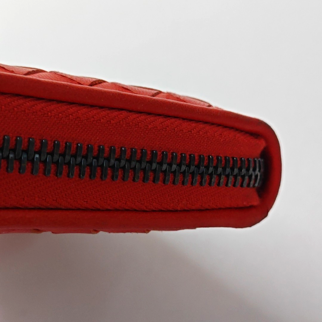 BOTTEGA VENETA Red Sheepskin Weave Wallet Ruthenium color hardware-(SKU)-949846993