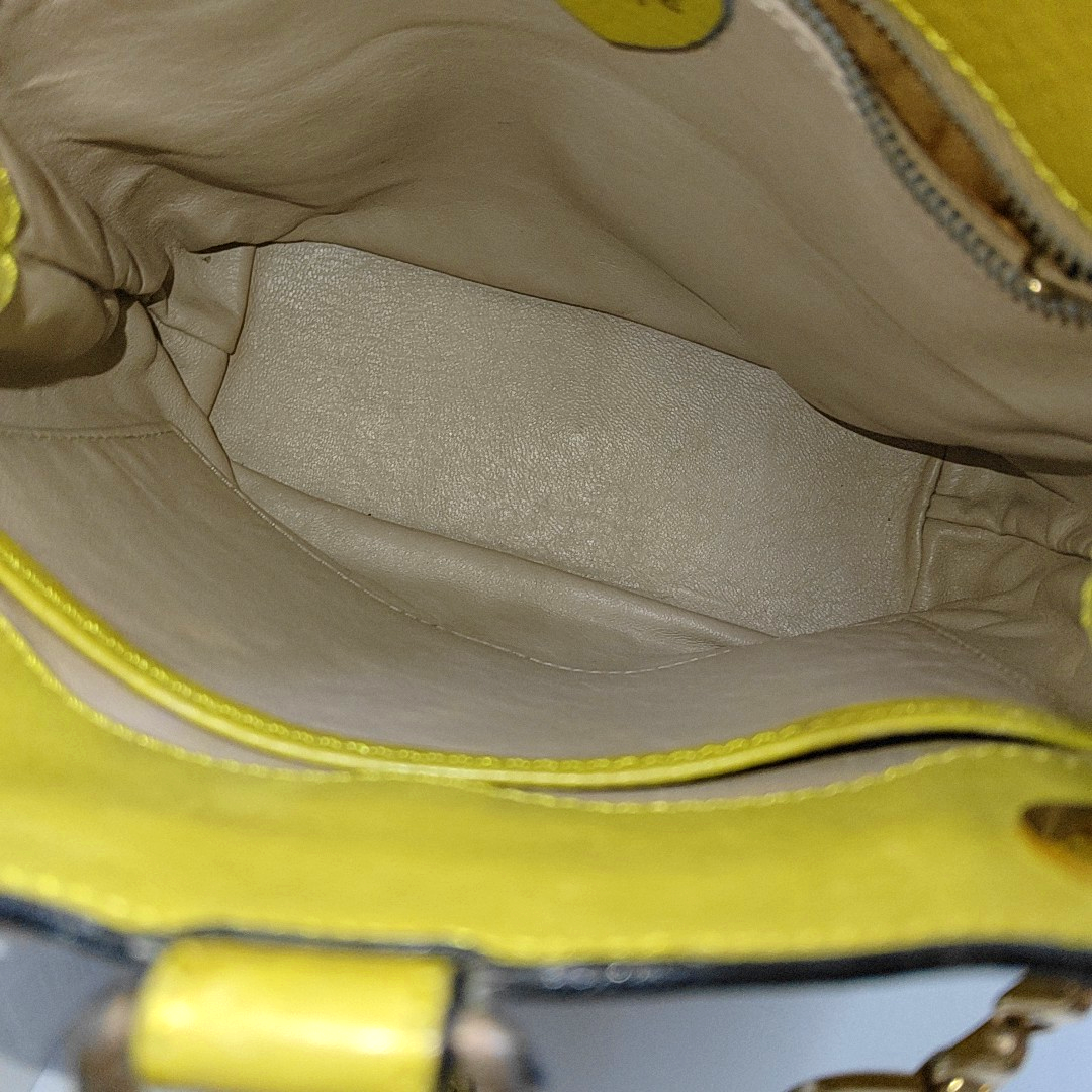 CELINE Yellow Cowhide Single Shoulder Bag Crossbody Bag Golden hardware-(SKU)-946897098