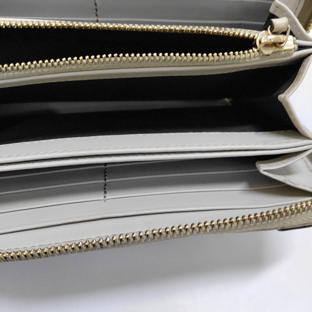 GUCCI Gray Cowhide Monogrammed Embossed Wallet Golden hardware-(SKU)-959914581