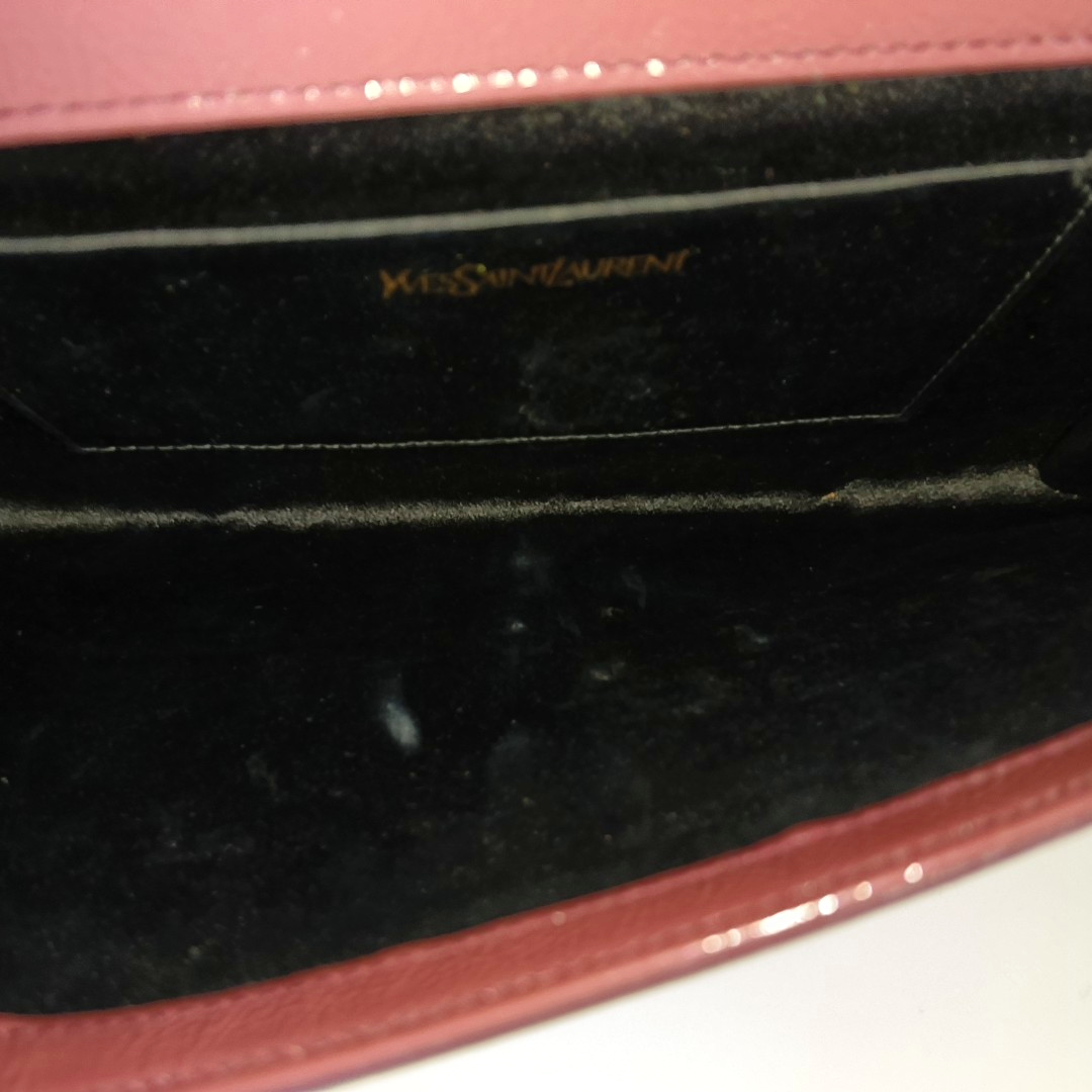 YSL BELLE JOUR Large size Brick Red Patent Leather Quilted Clutch Golden hardware-(SKU)-955692899