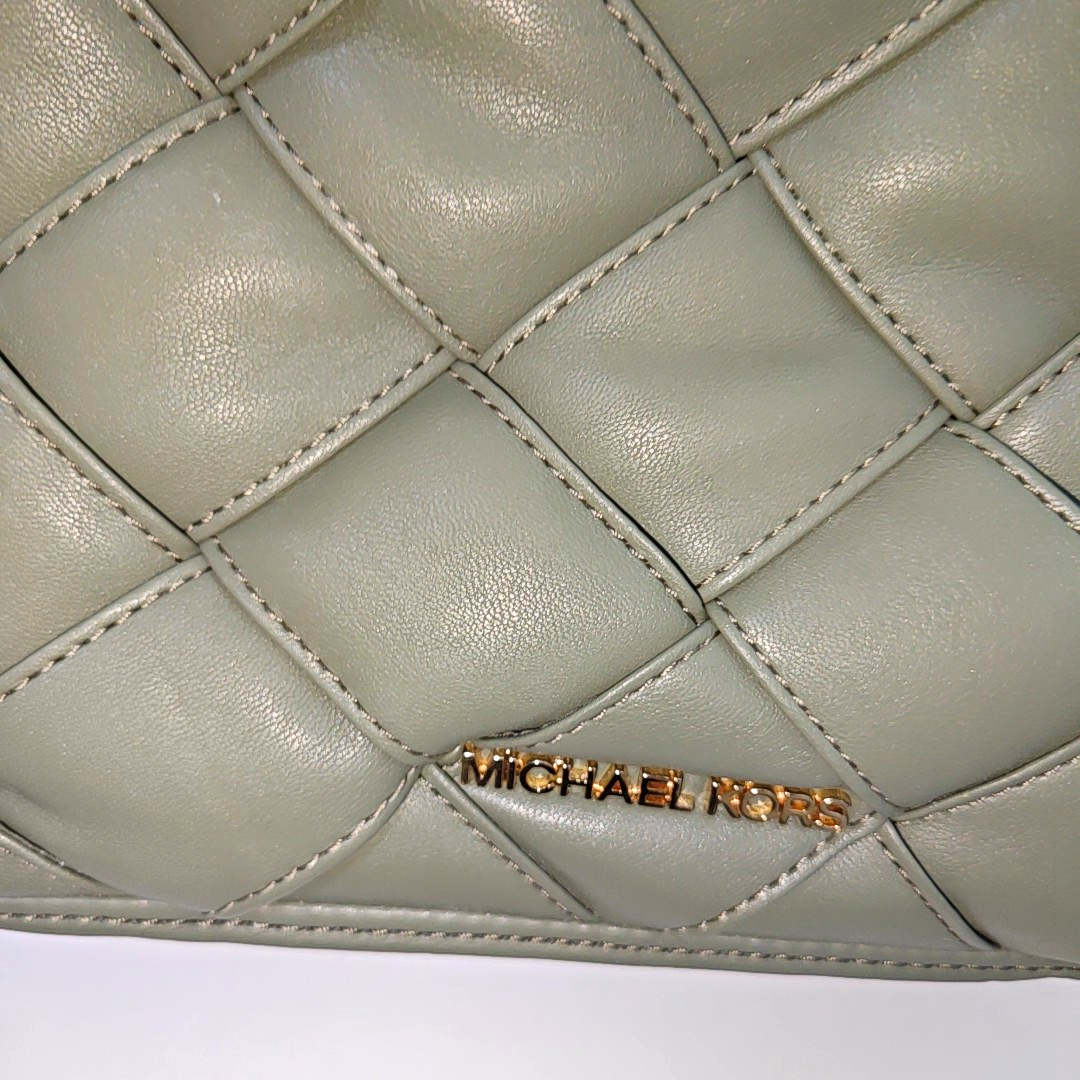 MICHAEL KORS Small size Green Lamb Leather Braided Backpack Golden hardware-(SKU)-936597002