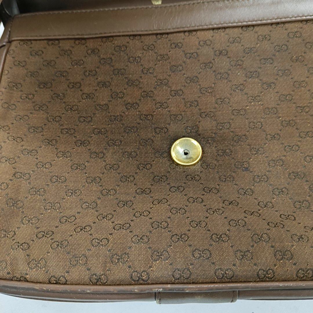 GUCCI GG Messenger Brown Canvas Monogram Shoulder Bag Golden hardware Vintage model-(SKU)-13122359