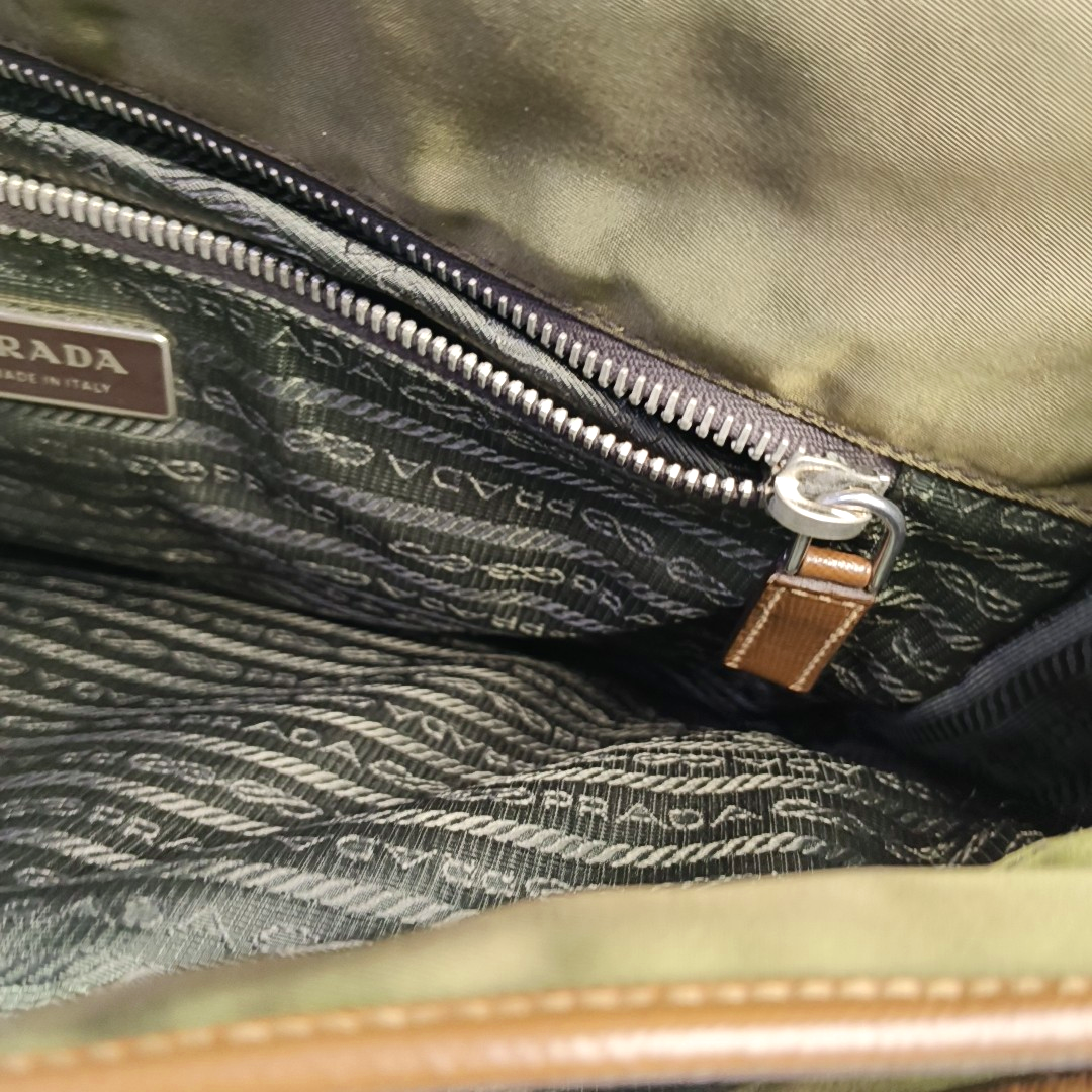 PRADA Green Nylon Crossbody Bag Single Shoulder Bag Silver Hardware-(SKU)-953032418