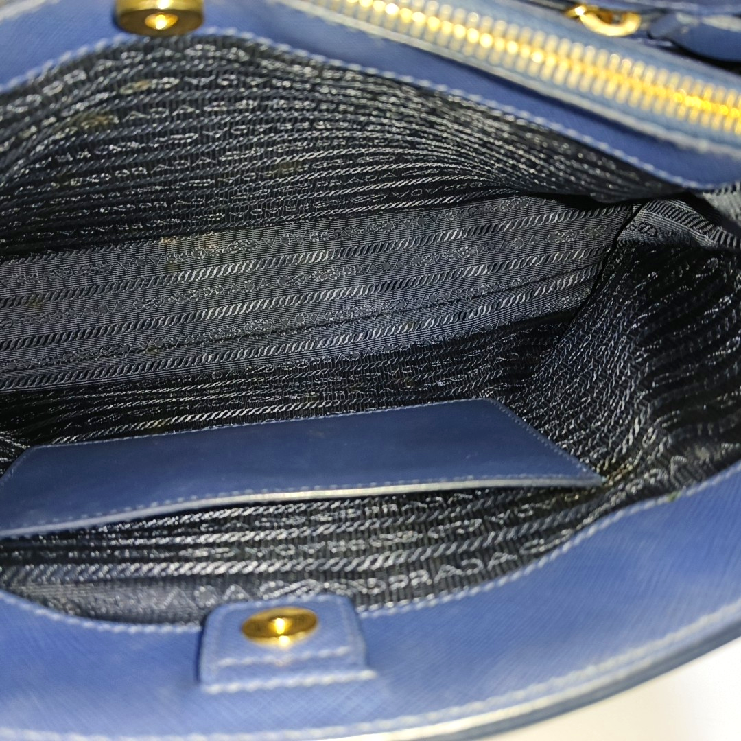 PRADA Galleria Large size Dark Blue Calfskin Logo Crossgrain Killer Bag Crossbody Bag Single Shoulder Bag Handbag Golden hardware Removable shoulder strap-(SKU)-958814662
