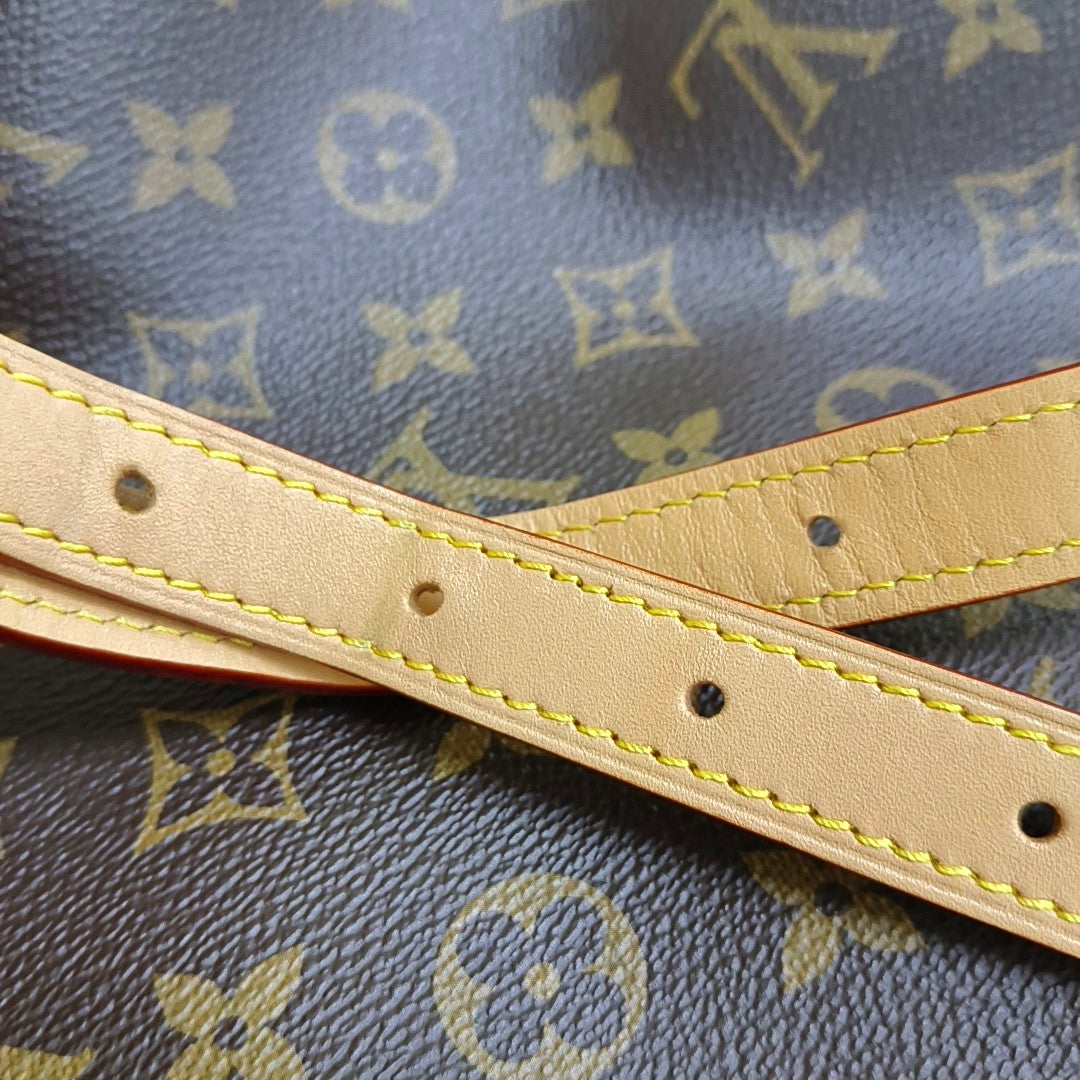 LOUIS VUITTON CARRYALL Medium Brown Coated Canvas Monogram Shoulder Bag Tote Bag Golden Hardware Removable Shoulder Strap-(SKU)-968874319