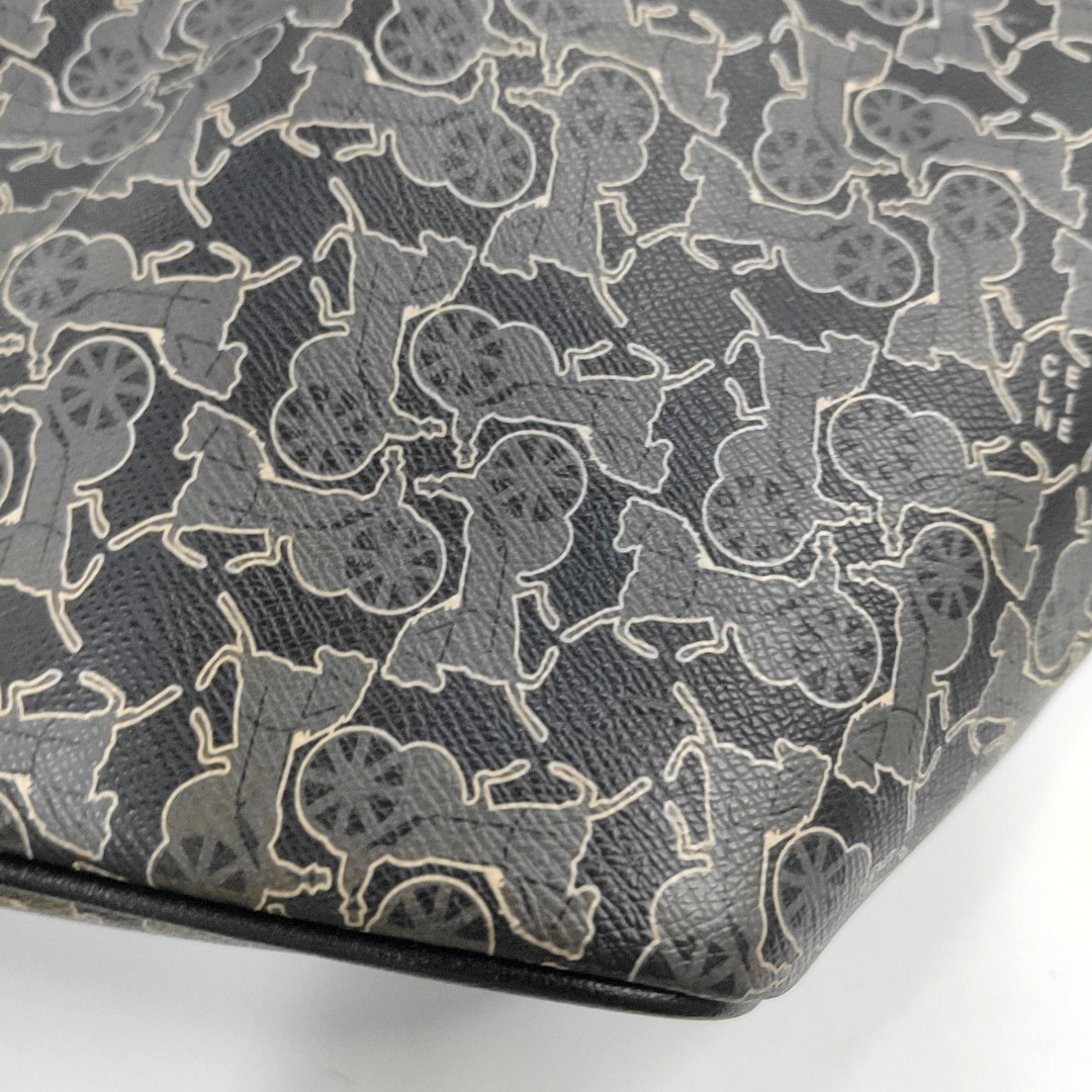CELINE Gray Coated Canvas Printed Single Shoulder Bag with Handbag Silver Hardware Removable shoulder strap-(SKU)-946941967