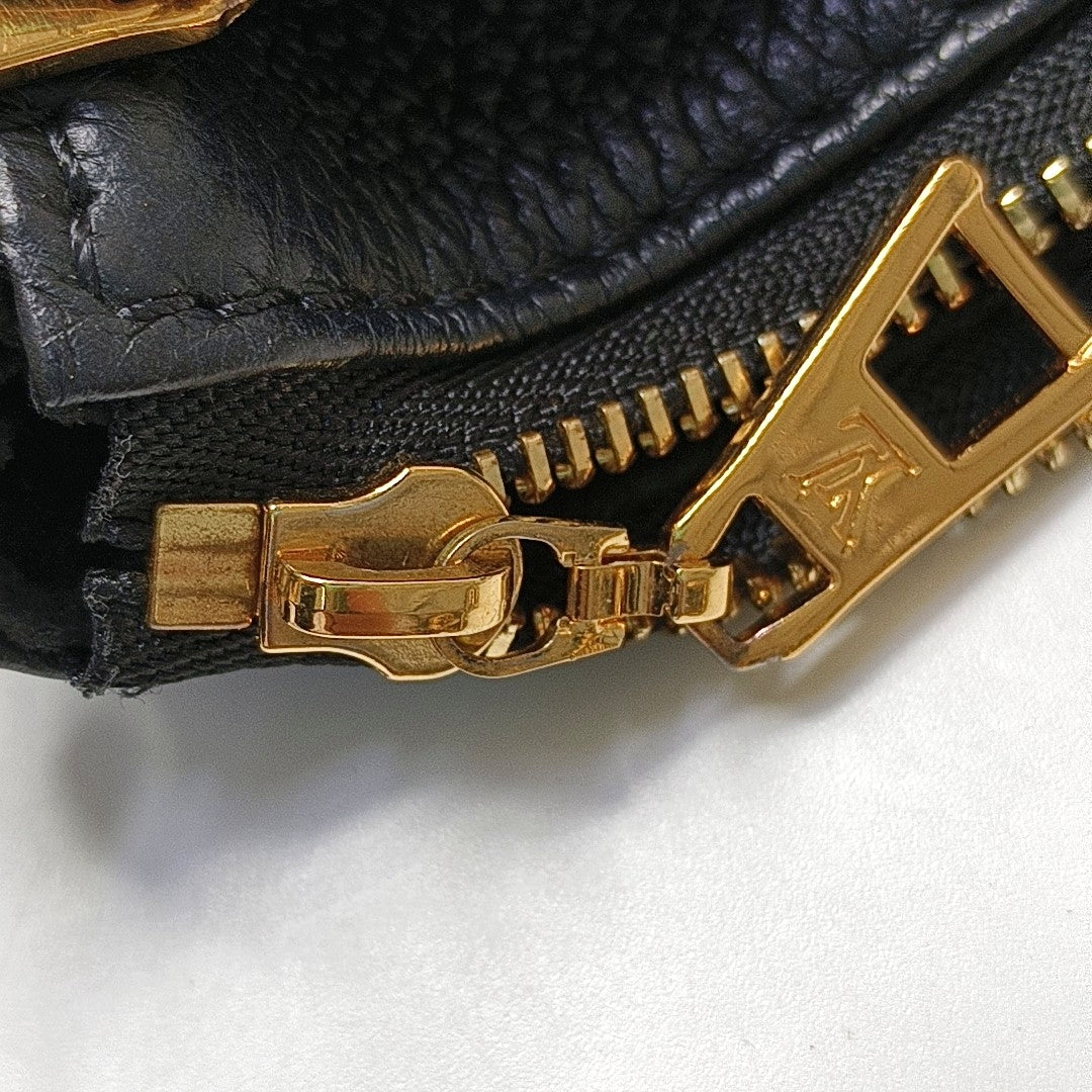 LOUIS VUITTON MULTI Black Leather Embossed Crossbody Handbag Single Shoulder Bag Golden Hardware Removable Strap 2 Straps-(SKU)-969245680