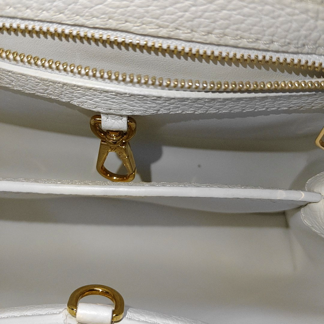 LOUIS VUITTON CAPUCINES BB White Calfskin Shoulder Bag, Handbag, Crossbody Bag with Detachable Strap-(SKU)-963553320